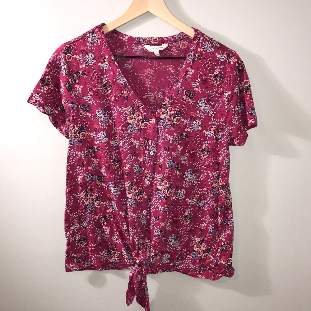 🌺 NWOT Lucky Brand Floral Tie Top